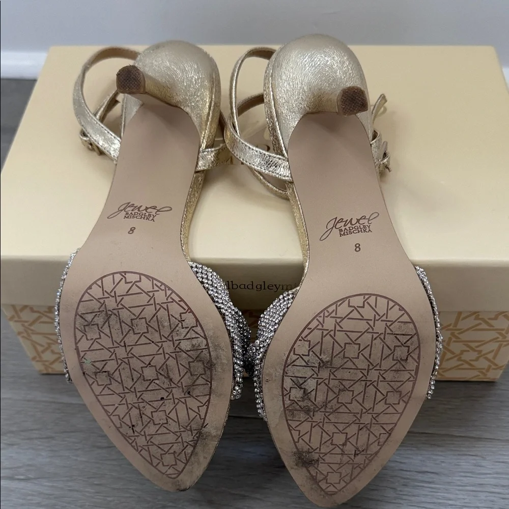 Badgley Mischka Gold and Silver Strappy Heels size 8